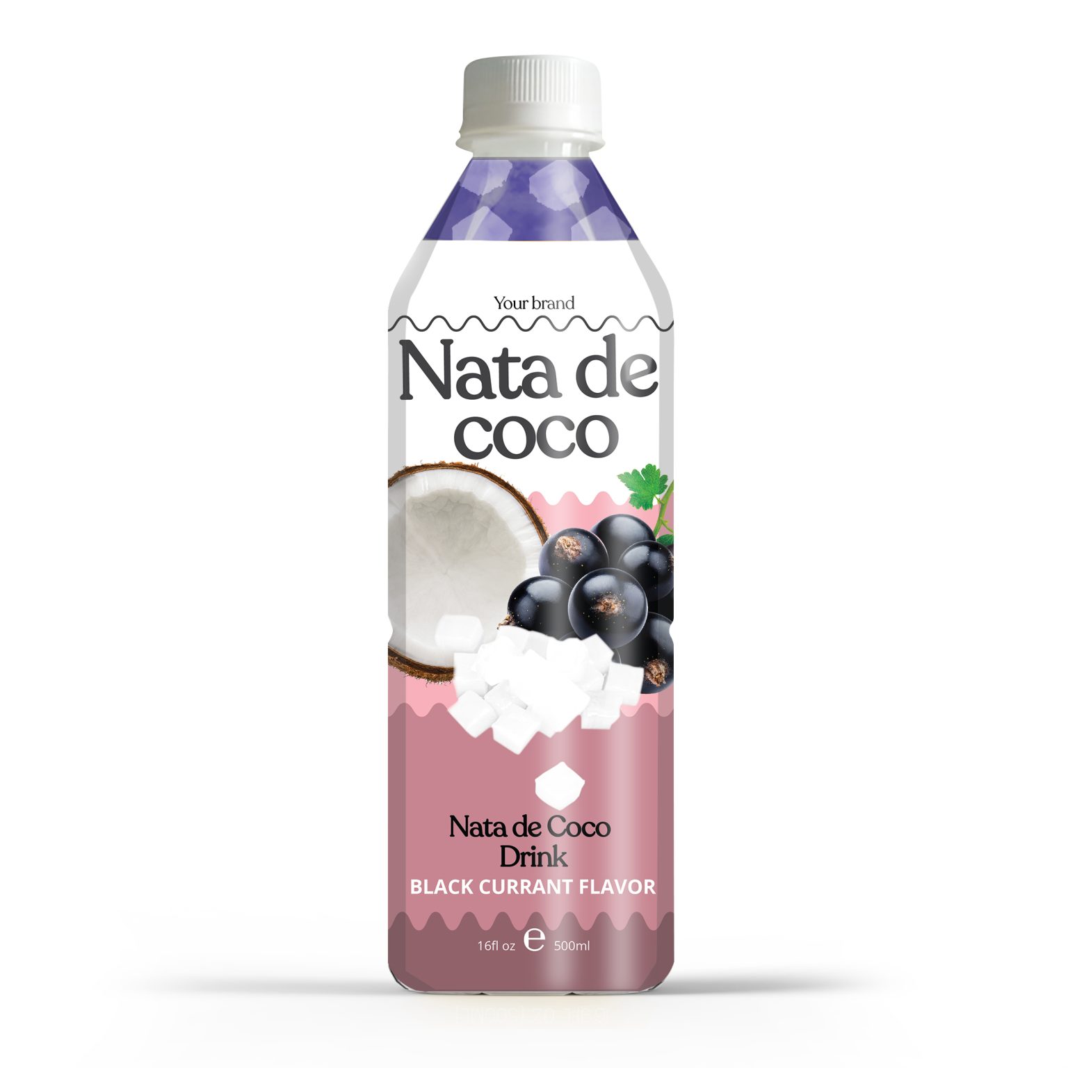 Black Currant Juice Drink With Nata De Coco 500 ML Can Private Label