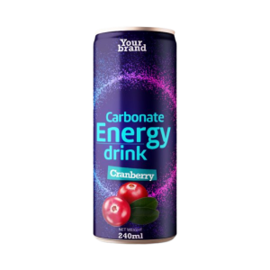 Carbonated Energy Drink Cranberry 250ml Can Private Label