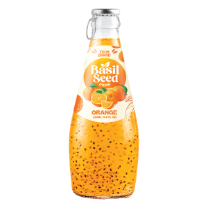Basil Seed Drink Orange 290ml Glass Bottle Private Label