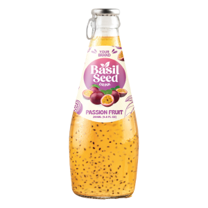 Basil Seed Drink Passion Fruit 290ml Glass Bottle Private Label