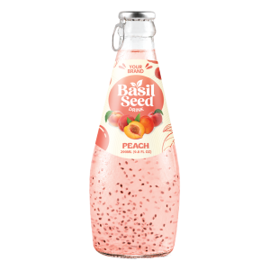 Basil Seed Drink Peach 290ml Glass Bottle Private Label