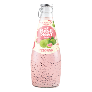 Basil Seed Drink Guava 290ml Glass Bottle Private Label
