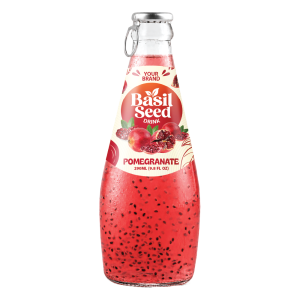 Basil Seed Drink Pomegranate 290ml Glass Bottle Private Label
