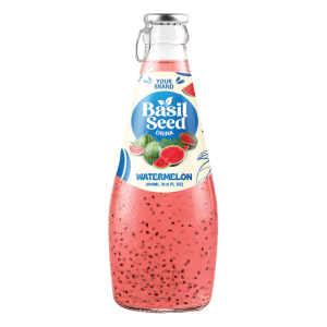 Basil Seed Drink Watermelon 290ml Glass Bottle Private Label