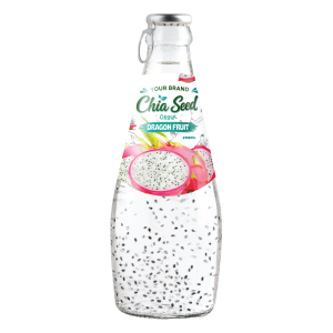 Chia Seed Drink Dragon Fruit 290ml Glass Bottle Private Label