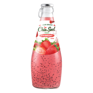 Chia Seed Drink Strawberry 290ml Glass Bottle Private Label