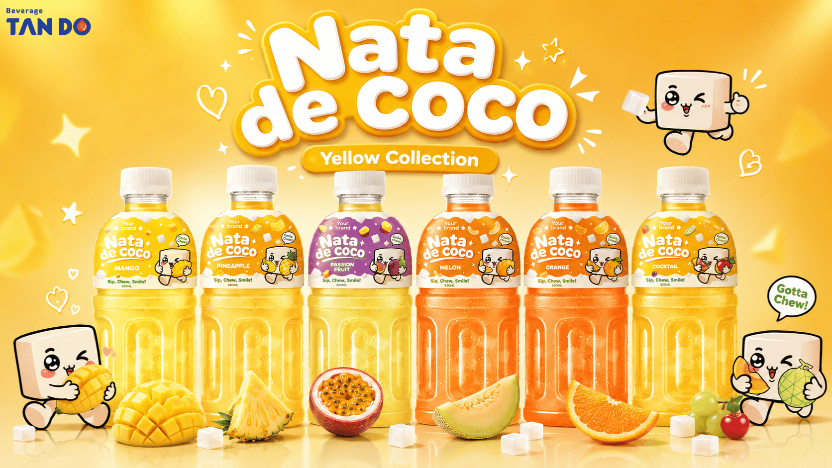 yellow nata de coco drink colletion