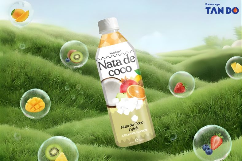 Cocktail Juice Drink With Nata De Coco